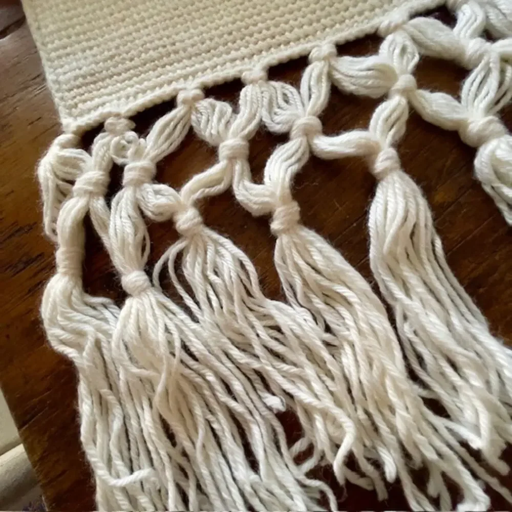 Handmade Knitted Needlepoint Style Afghan Throw Blanket 40x60 Blue Gold Cottage